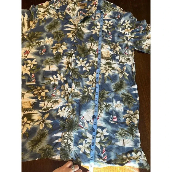 The Foundry Supply Co. American Flag Hawaiian Casual Button Shirt Men XLT Preppy - Picture 6 of 11